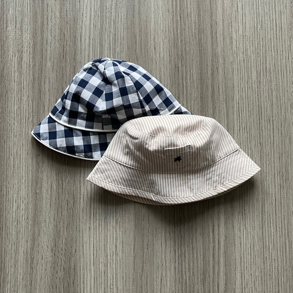 NWT Janie and Jack Gingham Bucket Hat & NWT Striped Palm Bucket Hat White 3-6M - Picture 14 of 14